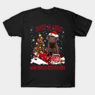 Chocolate Labrador Just A Girl Who Loves Christmas T-Shirt